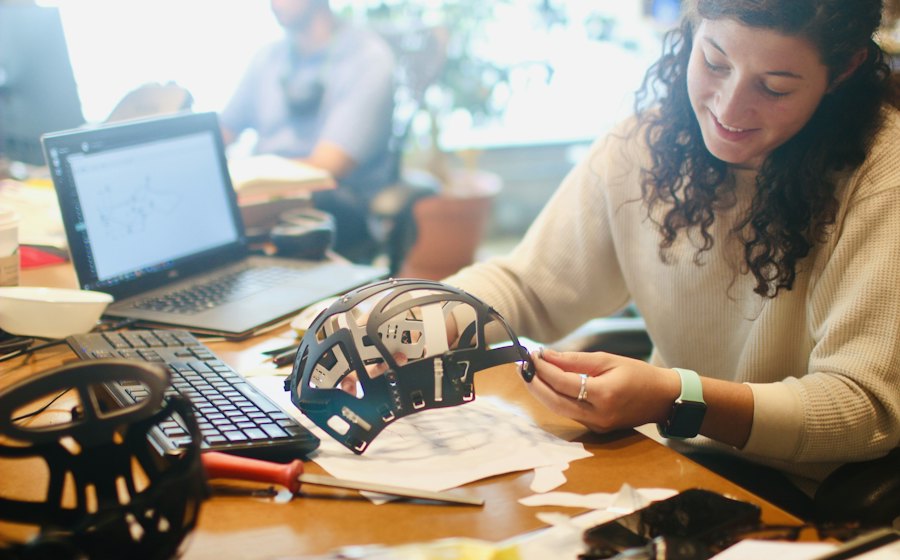 A designer working on a product prototype